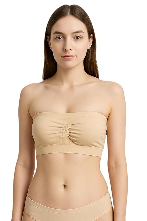 Women's Seamless Strapless Bandeau Bra | Non-Padded Tube Bra for Everyday Comfort – Pack of 1