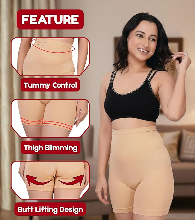 High Waist Tummy Control Shapewear Shorts | Body Shaper for Women | Tummy Tucker| Seamless Body Shaper | Shorts Under Dress | Comfortable | Breathable