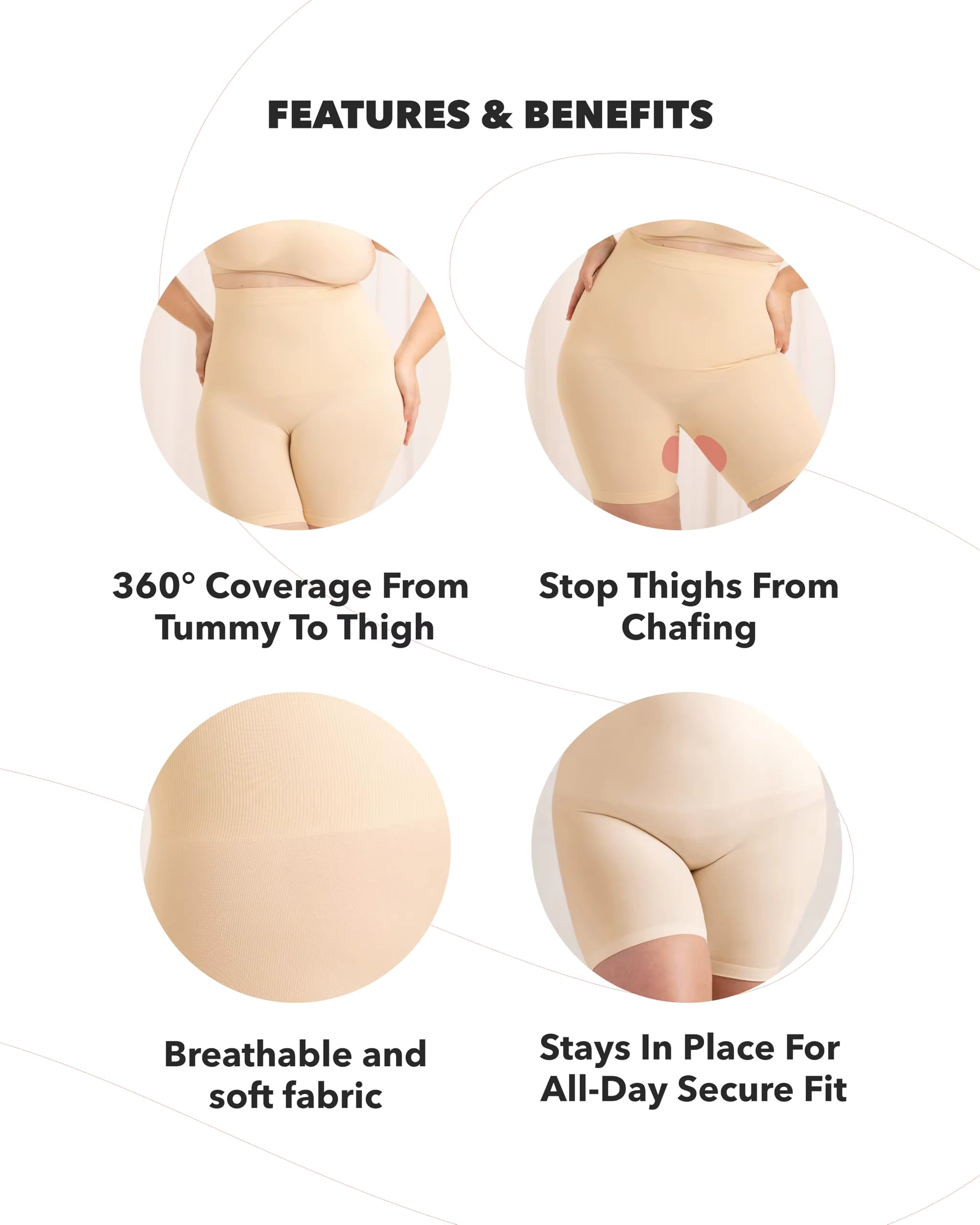 Women's Cotton Nylon Seamless Tummy Control High Waist Shapewear and Thigh Ladies Shaper