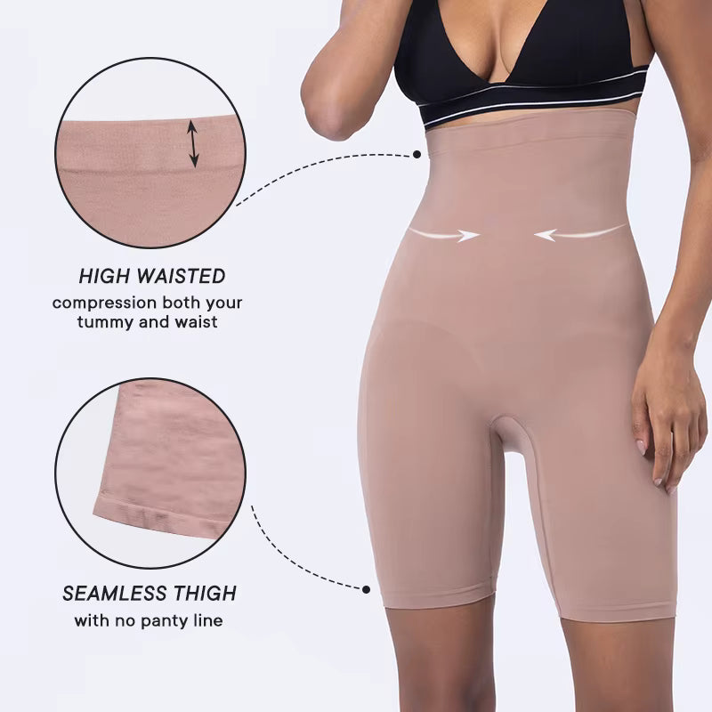 Women's Cotton Nylon Seamless Tummy Control High Waist Shapewear and Thigh Ladies Shaper